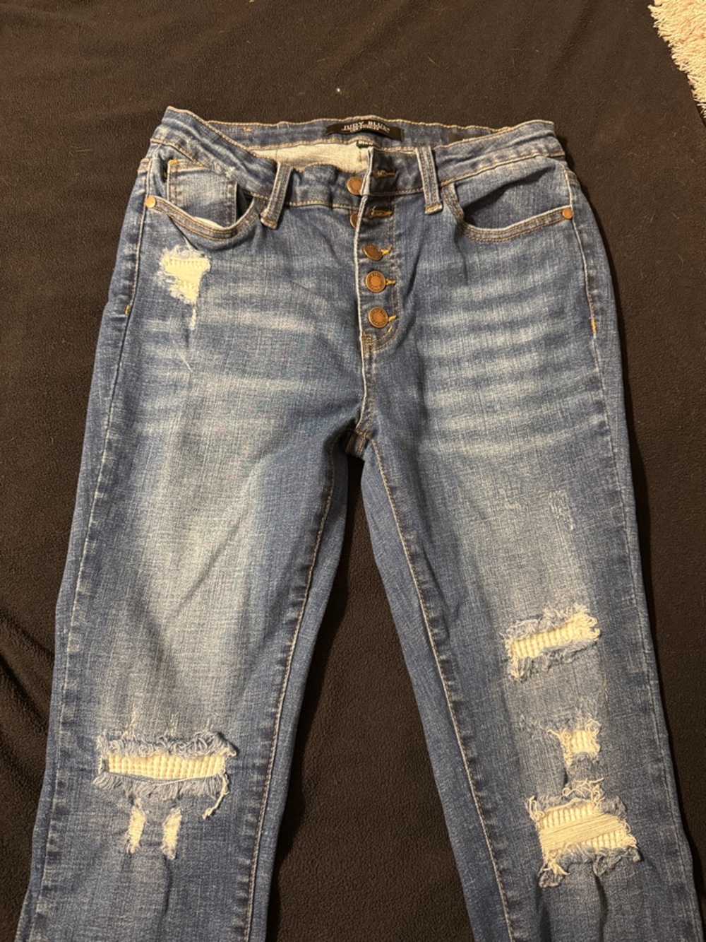 Judy Blue Medium Blue Distressed Skinny Jeans
